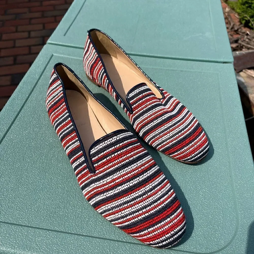 J Crew Embroidered Leather Driving Loafers